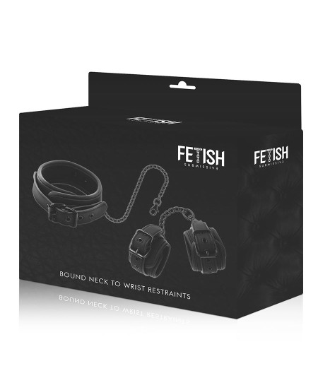 FETISH SUBMISSIVE COLLAR Y ESPOSAS CUERO VEGANO CON FORRO DE NOPRENO