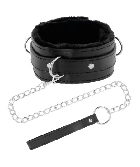 DARKNESS COLLAR CONFORTABLE DE POSTURA CON CADENA LEATHER