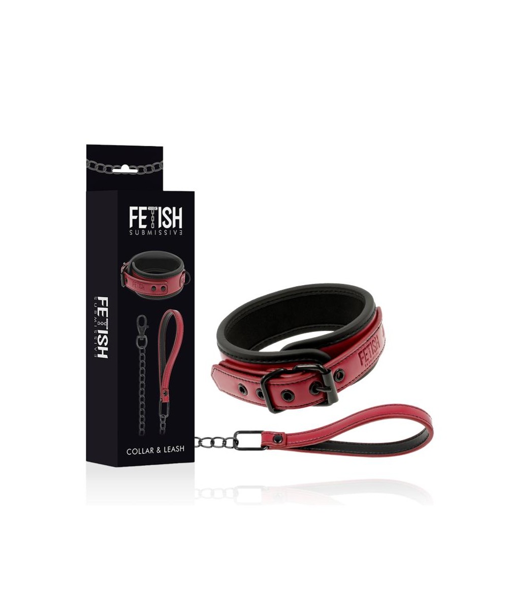 FETISH SUBMISSIVE DARK ROOM COLLAR CON CADENA CON FORRO DE NEOPRENO