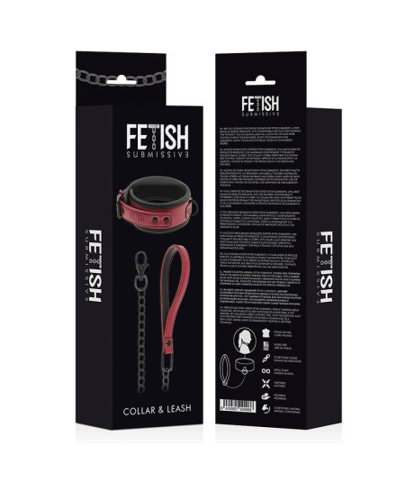 FETISH SUBMISSIVE DARK ROOM COLLAR CON CADENA CON FORRO DE NEOPRENO