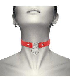 COQUETTE CHIC DESIRE COLLAR CUERO VEGANO ROJO ACCESORIO CORAZÓN CON LLAVE