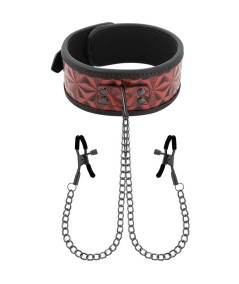 BEGME RED EDITION COLLAR CON CADENAS Y PINZAS PEZONES CON FORRO DE NOPRENO