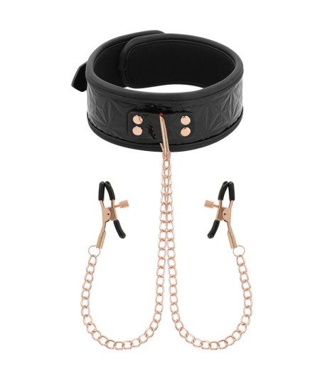 BEGME BLACK EDITION COLLAR CON CADENAS Y PINZAS PEZONES CON FORRO DE NOPRENO