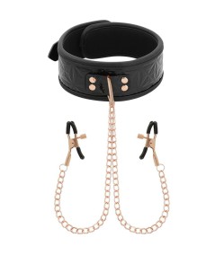 BEGME BLACK EDITION COLLAR CON CADENAS Y PINZAS PEZONES CON FORRO DE NOPRENO