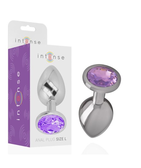 INTENSE - PLUG ANAL METAL ALUMINIO CON CRISTAL VIOLETA TALLA S