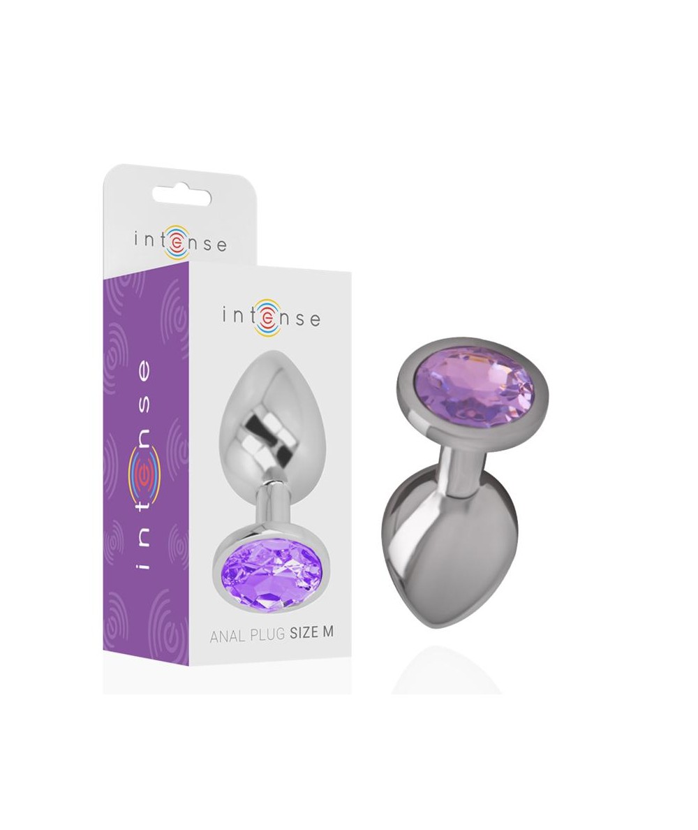 INTENSE - PLUG ANAL METAL ALUMINIO CON CRISTAL VIOLETA TALLA M