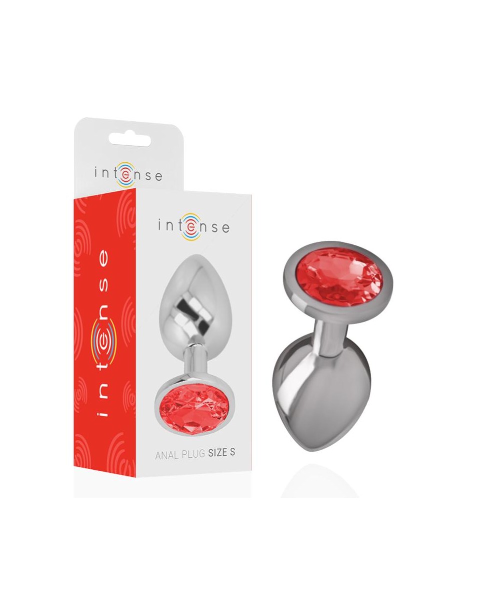 INTENSE - PLUG ANAL METAL ALUMINIO CON CRISTAL ROJO TALLA S