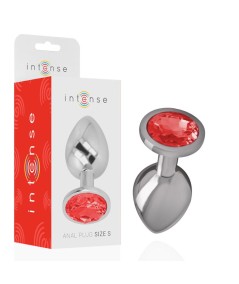 INTENSE - PLUG ANAL METAL ALUMINIO CON CRISTAL ROJO TALLA S