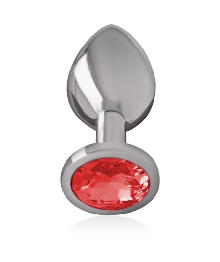 INTENSE - PLUG ANAL METAL ALUMINIO CON CRISTAL ROJO TALLA S