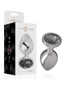 INTENSE - PLUG ANAL METAL ALUMINIO CON CRISTAL NEGRO TALLA L