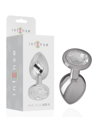 INTENSE - PLUG ANAL METAL ALUMINIO CON CRISTAL PLATA TALLA S