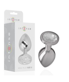 INTENSE - PLUG ANAL METAL ALUMINIO CON CRISTAL PLATA TALLA S