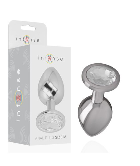 INTENSE - PLUG ANAL METAL ALUMINIO CON CRISTAL PLATA TALLA M