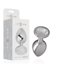 INTENSE - PLUG ANAL METAL ALUMINIO CON CRISTAL PLATA TALLA M