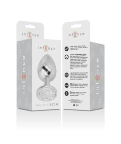 INTENSE - PLUG ANAL METAL ALUMINIO CON CRISTAL PLATA TALLA M