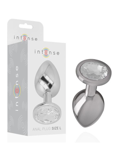 INTENSE - PLUG ANAL METAL ALUMINIO CON CRISTAL PLATA TALLA L