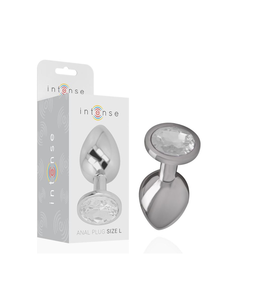 INTENSE - PLUG ANAL METAL ALUMINIO CON CRISTAL PLATA TALLA L