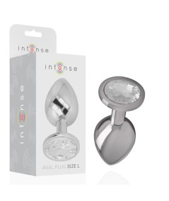 INTENSE - PLUG ANAL METAL ALUMINIO CON CRISTAL PLATA TALLA L