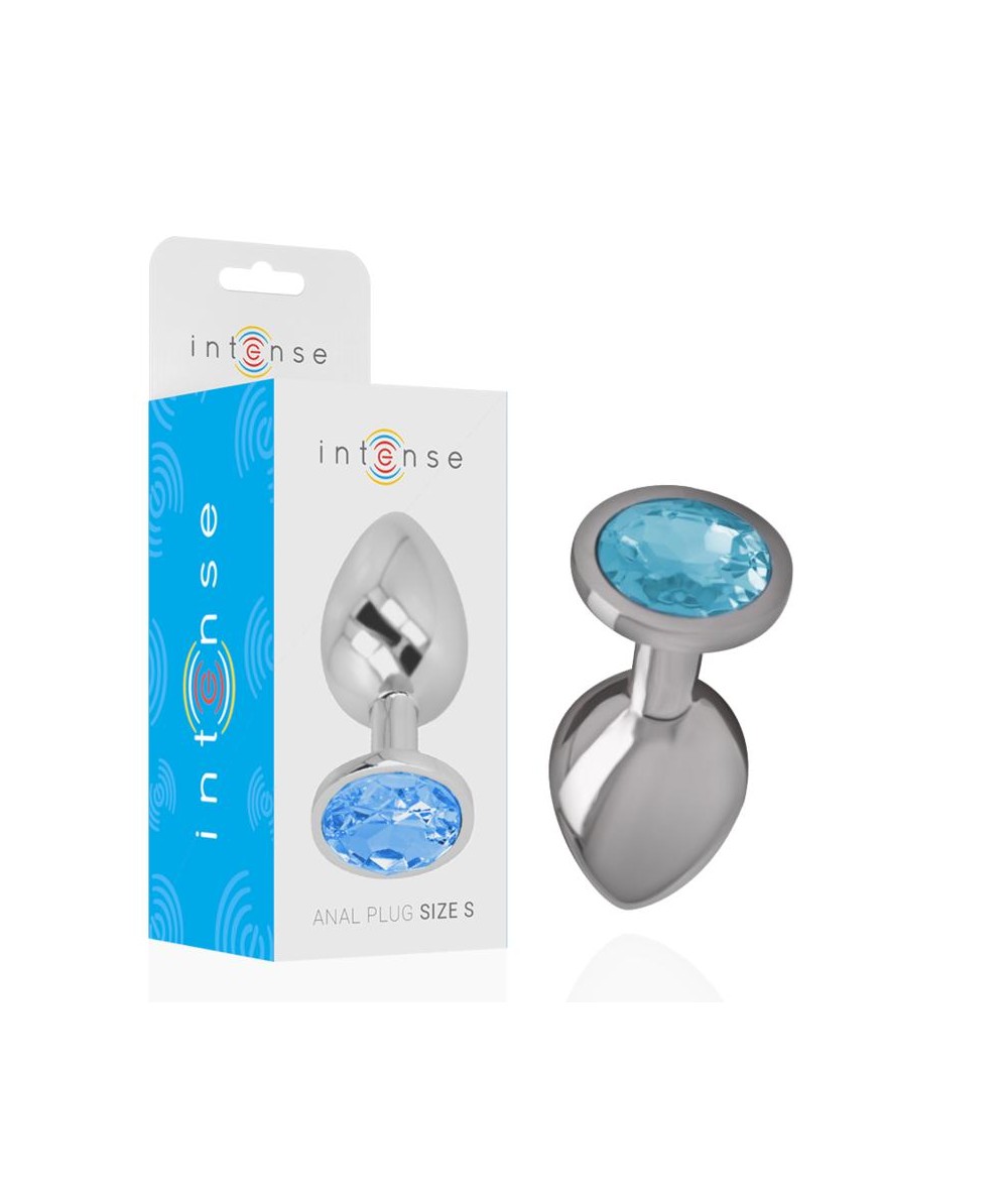 INTENSE - PLUG ANAL METAL ALUMINIO CON CRISTAL AZUL TALLA S