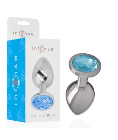 INTENSE - PLUG ANAL METAL ALUMINIO CON CRISTAL AZUL TALLA S