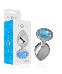 INTENSE - PLUG ANAL METAL ALUMINIO CON CRISTAL AZUL TALLA M