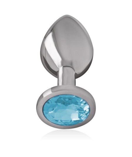 INTENSE - PLUG ANAL METAL ALUMINIO CON CRISTAL AZUL TALLA M