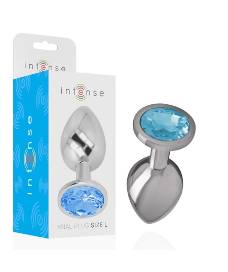 INTENSE - PLUG ANAL METAL ALUMINIO CON CRISTAL AZUL TALLA L