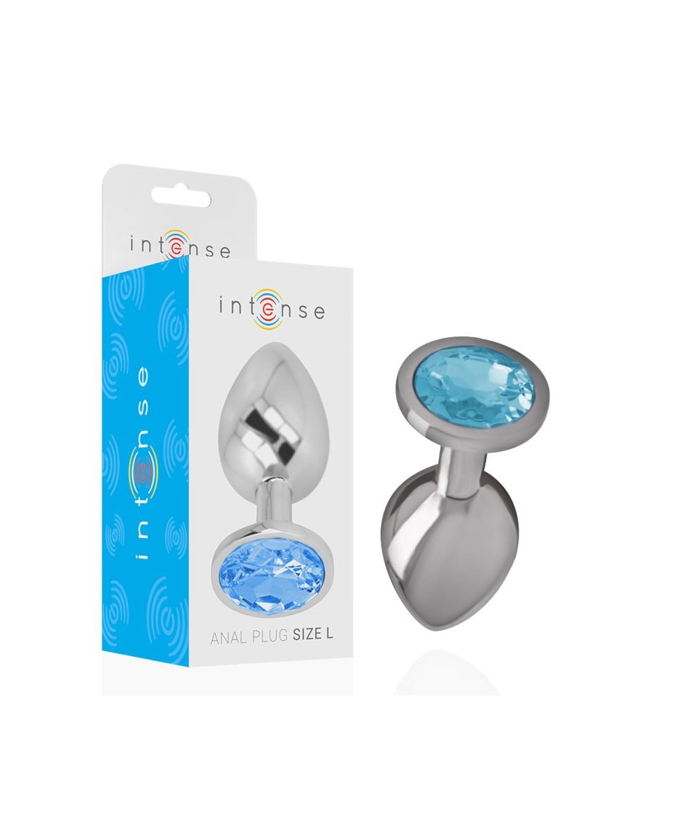 INTENSE - PLUG ANAL METAL ALUMINIO CON CRISTAL AZUL TALLA L