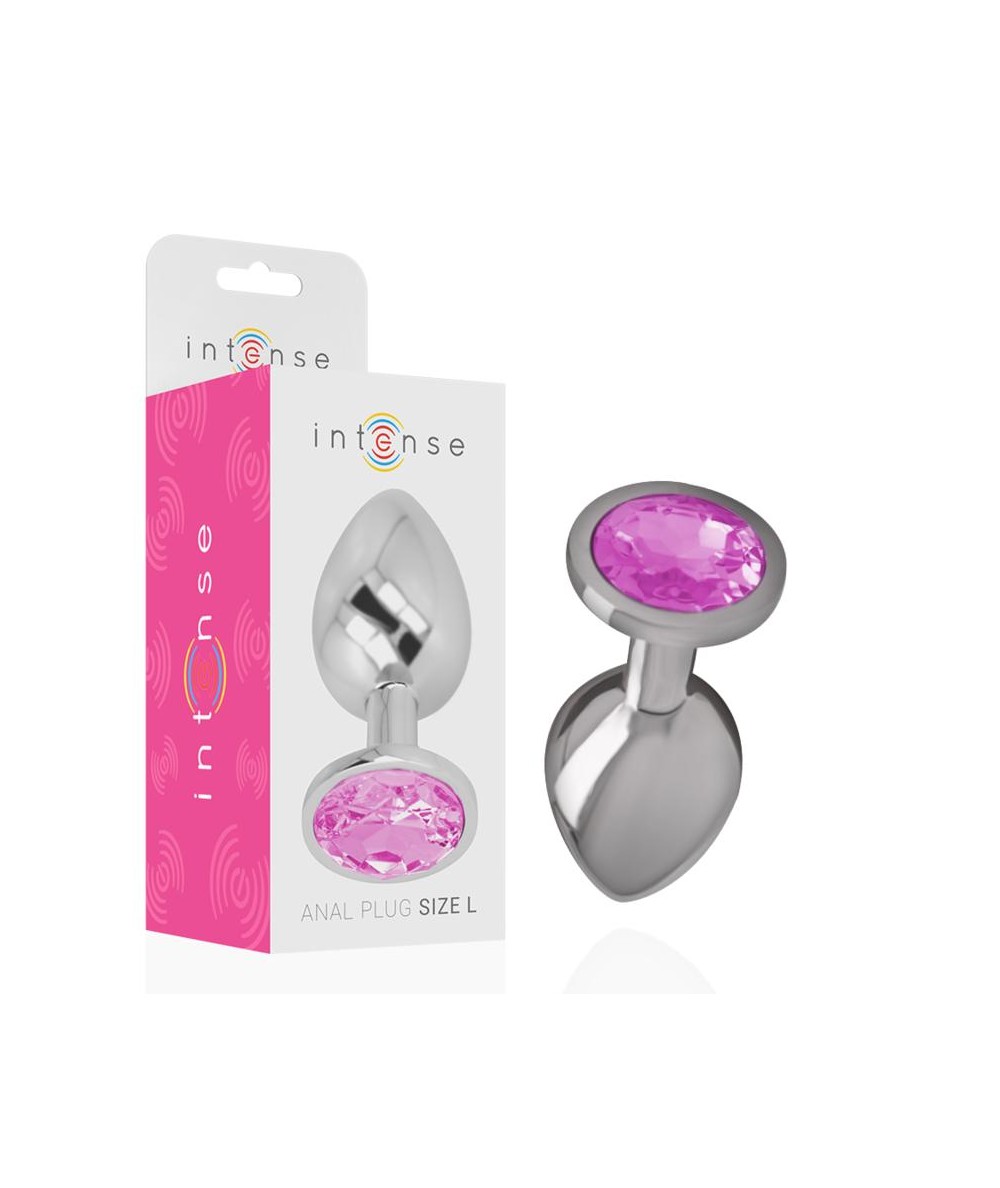 INTENSE - PLUG ANAL METAL ALUMINIO CON CRISTAL ROSA TALLA L