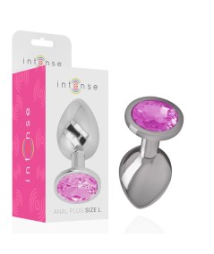 INTENSE - PLUG ANAL METAL ALUMINIO CON CRISTAL ROSA TALLA L