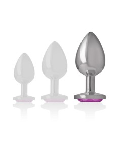 INTENSE - PLUG ANAL METAL ALUMINIO CON CRISTAL ROSA TALLA L