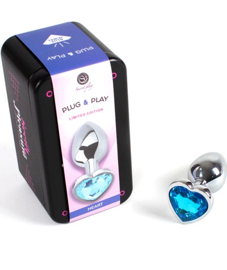 SECRET PLAY - METAL BUTT PLUG CORAZÓN AZUL TALLA S 7 CM