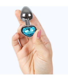 SECRET PLAY - METAL BUTT PLUG CORAZÓN AZUL TALLA S 7 CM