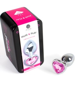 SECRET PLAY - METAL BUTT PLUG CORAZÓN FUCSIA TALLA S 7 CM