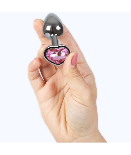 SECRET PLAY - METAL BUTT PLUG CORAZÓN FUCSIA TALLA S 7 CM