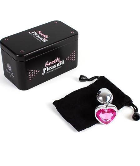 SECRET PLAY - METAL BUTT PLUG CORAZÓN FUCSIA TALLA S 7 CM