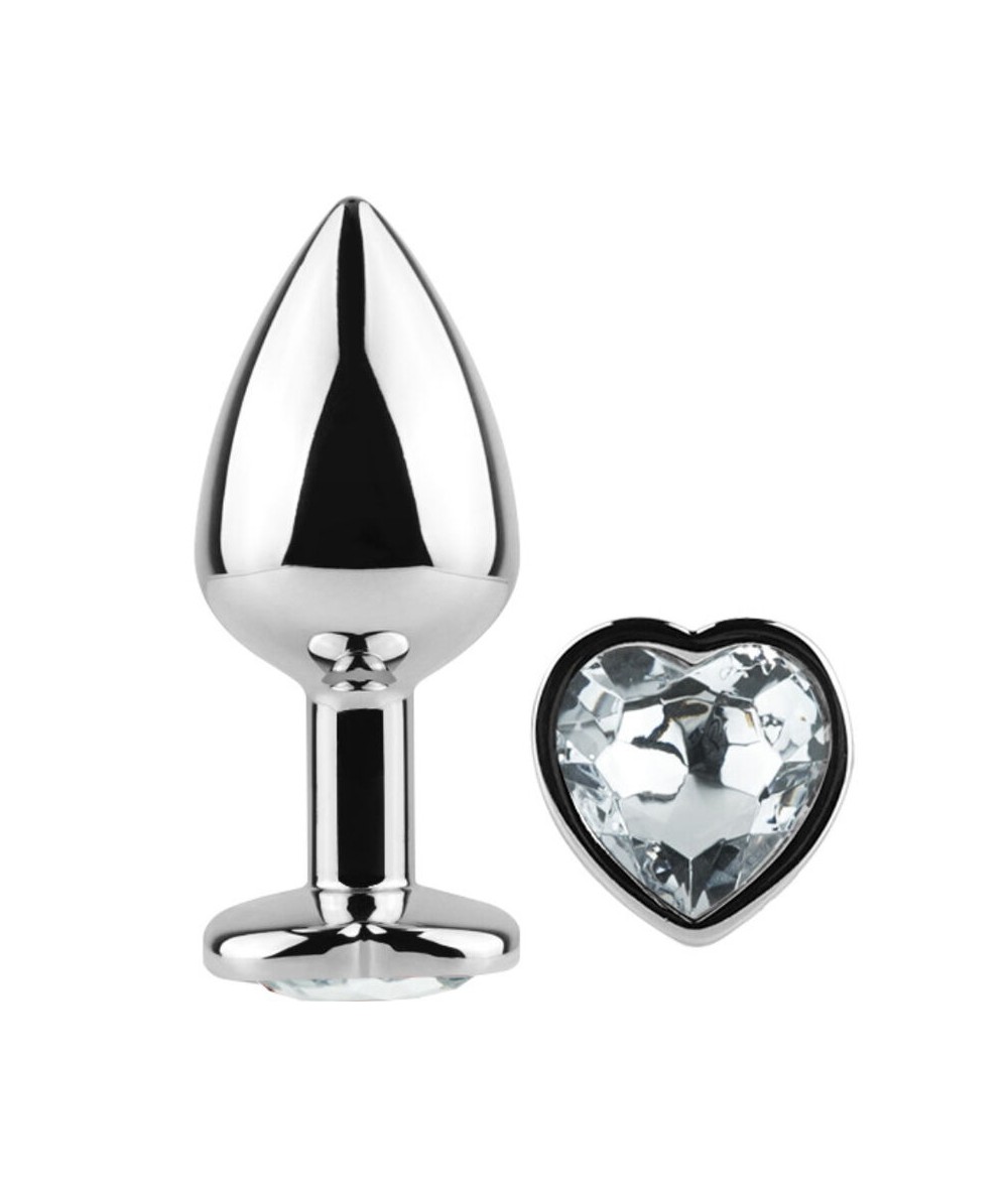 SECRET PLAY - METAL BUTT PLUG CORAZÓN TRANSPARENTE TALLA S 7 CM