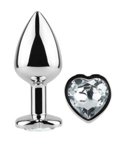 SECRET PLAY - METAL BUTT PLUG CORAZÓN TRANSPARENTE TALLA S 7 CM