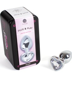 SECRET PLAY - METAL BUTT PLUG CORAZÓN TRANSPARENTE TALLA S 7 CM