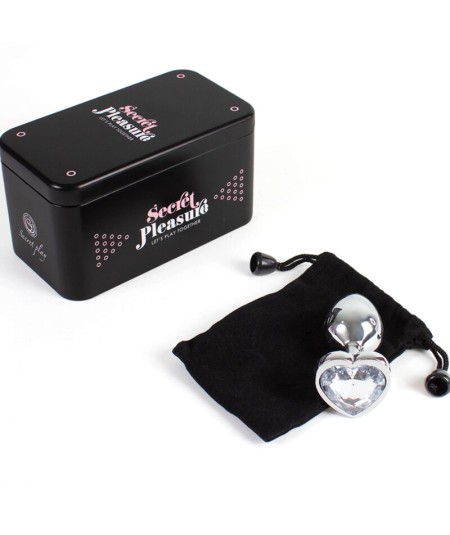 SECRET PLAY - METAL BUTT PLUG CORAZÓN TRANSPARENTE TALLA S 7 CM