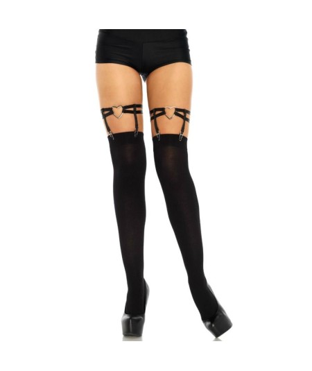 LEG AVENUE - LIGAS DOBLES ELASTICAS CON CORAZON TALLA UNICA