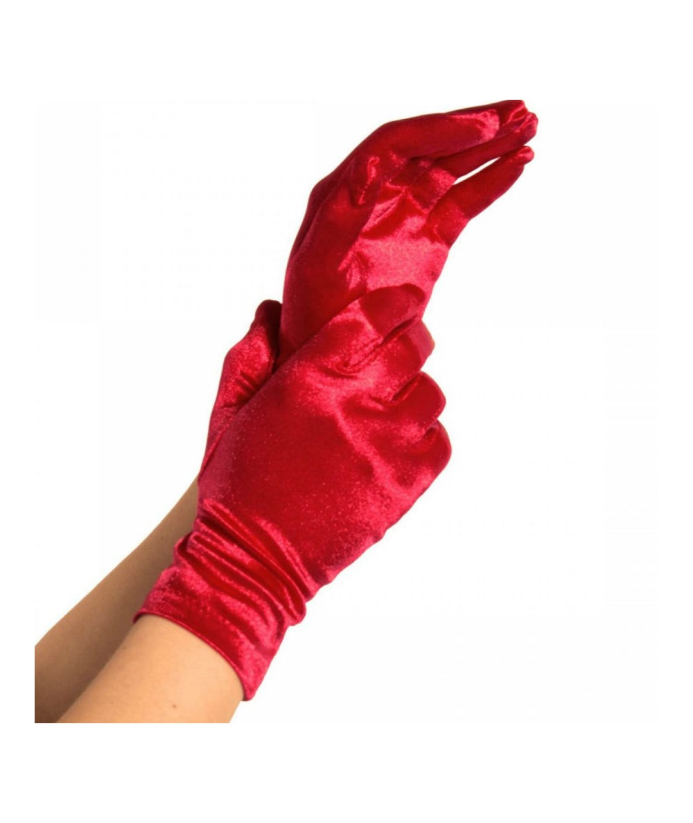 LEG AVENUE GUANTES SATIN ROJO