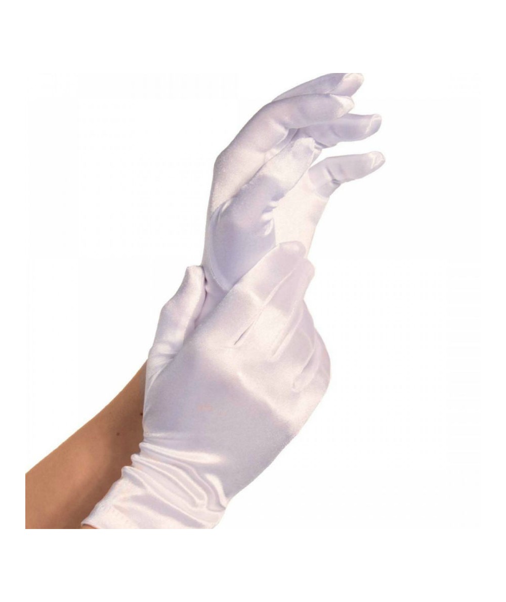 LEG AVENUE GUANTES SATIN BLANCO