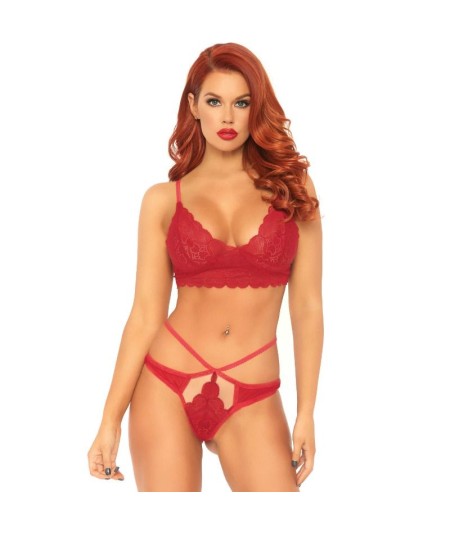 LEG AVENUE SET 2 PIEZAS CON TANGA DOBLE TIRANTA M/L ROJO