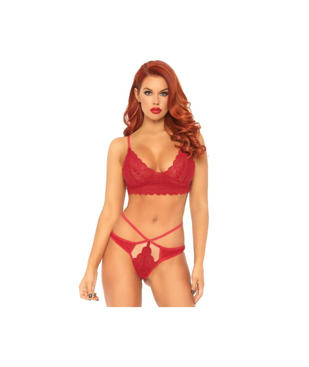 LEG AVENUE SET 2 PIEZAS CON TANGA DOBLE TIRANTA M/L ROJO