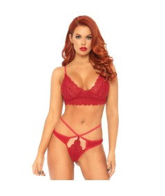 LEG AVENUE SET 2 PIEZAS CON TANGA DOBLE TIRANTA M/L ROJO