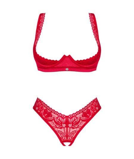 OBSESSIVE - LACELOVE SET DOS PIEZAS CUPLESS ROJO XS/S