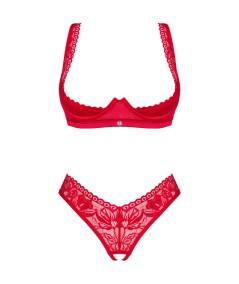 OBSESSIVE - LACELOVE SET DOS PIEZAS CUPLESS ROJO XS/S