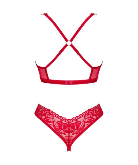 OBSESSIVE - LACELOVE SET DOS PIEZAS CUPLESS ROJO XS/S