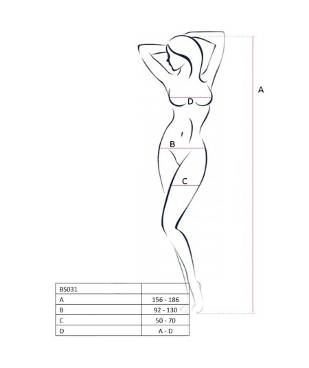 PASSION WOMAN BS031 BODYSTOCKING BLANCO TALLA UNICA